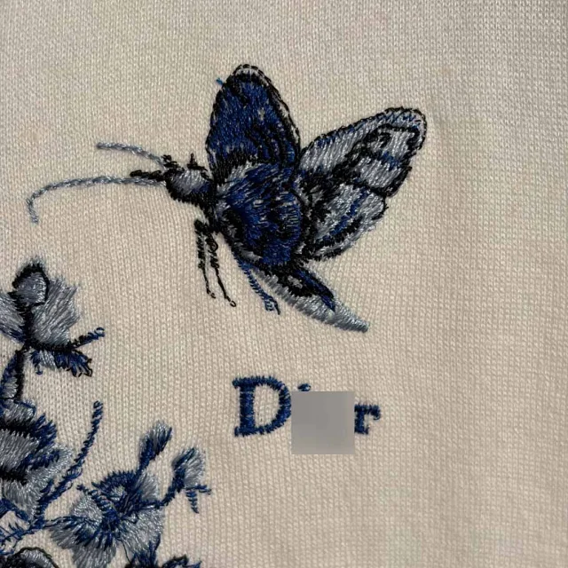 Dior Knitwear Floral and butterfly embroidered short-sleeve knit top product detail image 7