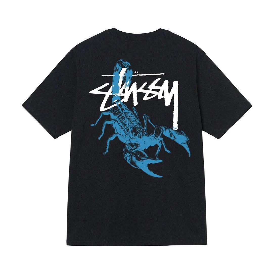 Stüssy T-Shirts Short-Sleeve Graphic Print T-Shirt — Black [Scorpion]