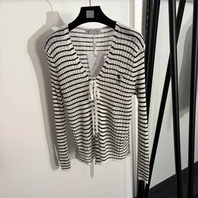 Unbranded Matching Sets Rib-knit cardigan and camisole set with bee embroidery product detail image 3