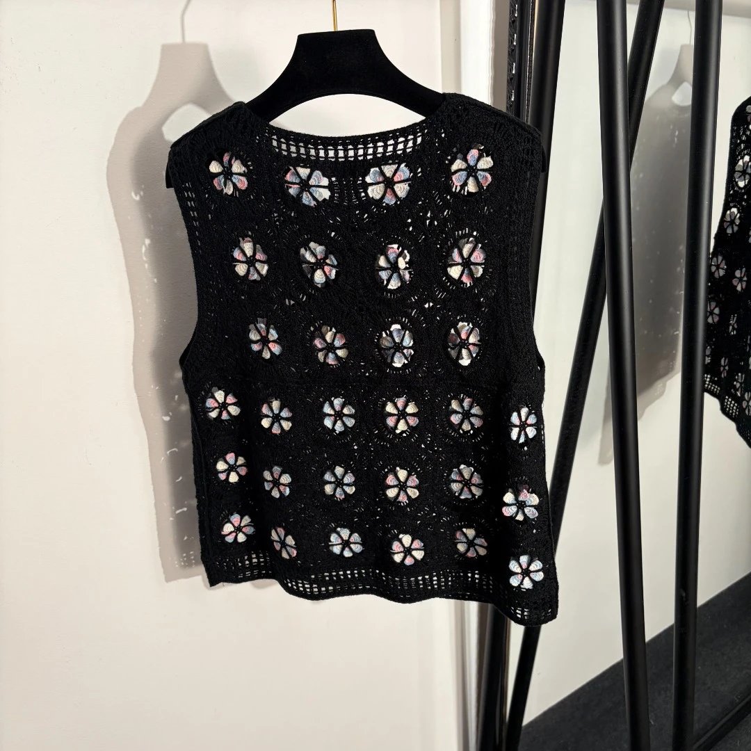Dior Vests Floral Crochet Knit Vest image 3