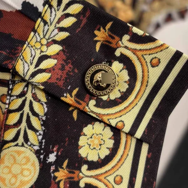Versace Baroque Print Silk Shirt White Gold - 10