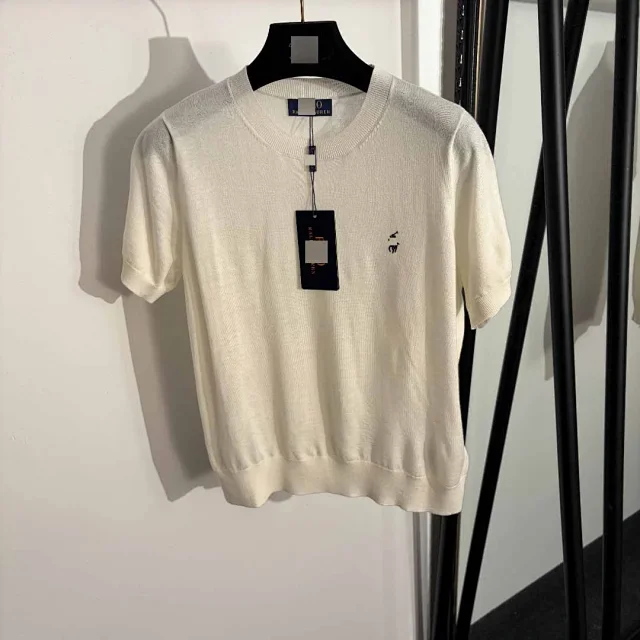 Ralph Lauren Knitwear Short-Sleeve Crewneck Knit Top with Embroidered Pony product detail image 2