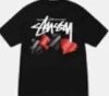 Stüssy T-Shirts Short-Sleeve Graphic Print T-Shirt — Black [Four Little Flowers]