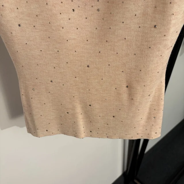 Unbranded Knitwear Rhinestone V-Neck Short-Sleeve Knit Top product detail image 5