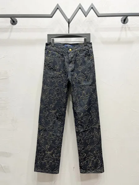 Design Checkerboard Washed Denim Jeans - 18