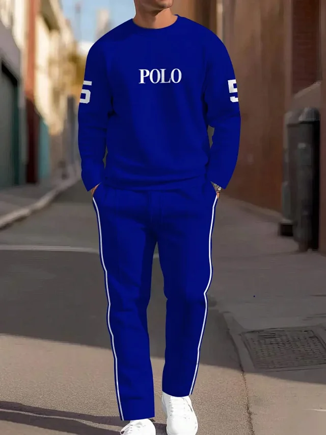 Unbranded Tracksuits Crewneck sweatshirt and striped trousers set product detail image 9