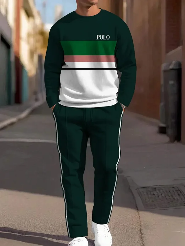 Unbranded Tracksuits Crewneck sweatshirt and striped trousers set product detail image 21