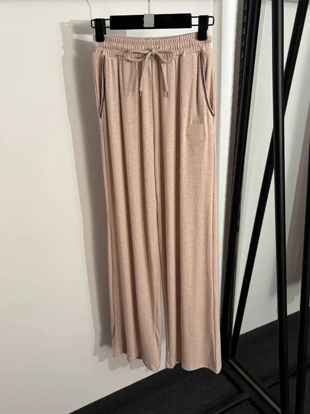Unbranded Matching Sets Knitted polo top and drawstring wide-leg trousers set product detail image 5
