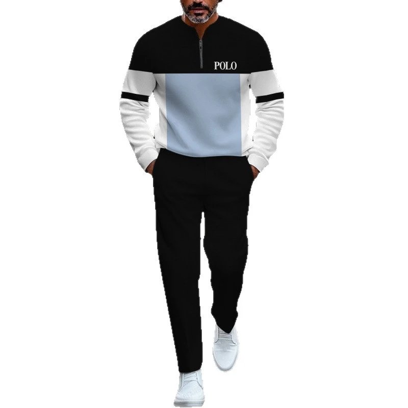 Unbranded Tracksuits Men's quarter-zip printed sweatshirt and trousers set image 5