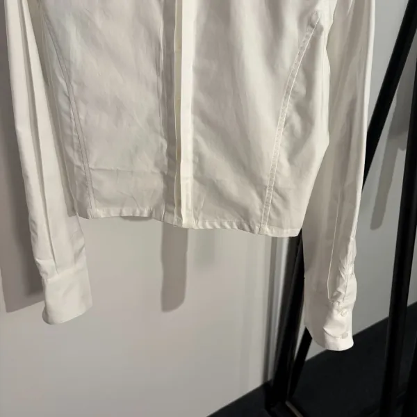 Design Ruched Collar Cropped Shirt Black Tops Shirt - 7