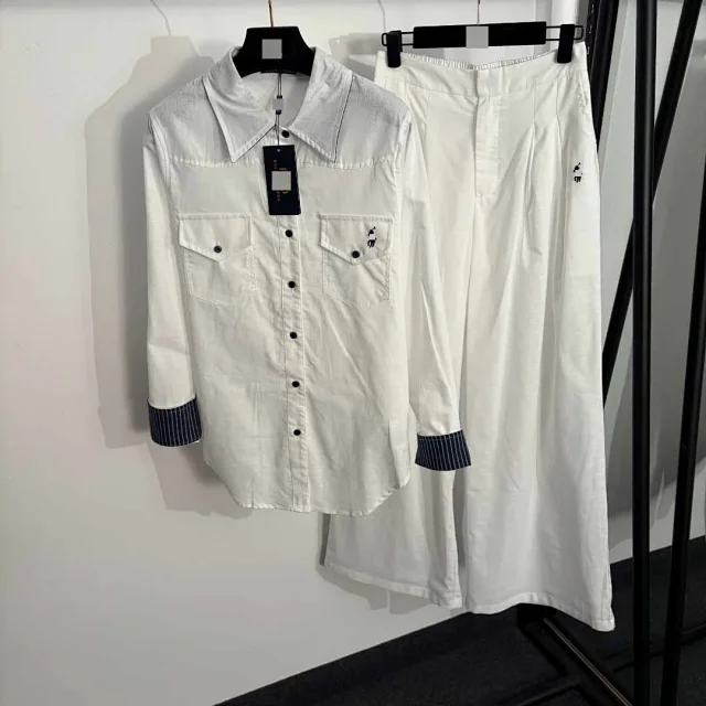 Ralph Lauren Matching Sets Long-sleeve button-up shirt and trousers set with chest flap pockets product detail image 2