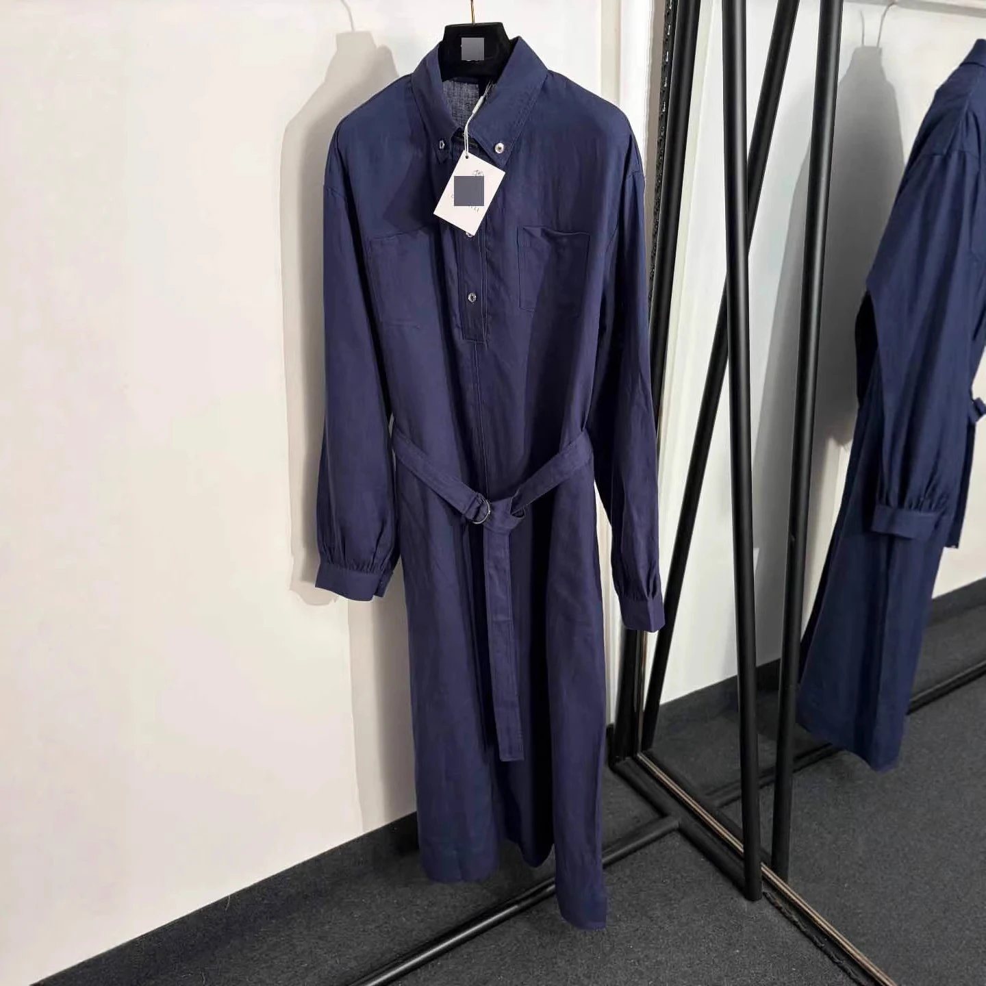 Unbranded Dresses Long-sleeve belted shirt dress with chest pockets image 3