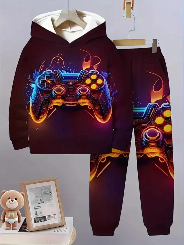 Unbranded Tracksuits Children's hooded graphic sweatshirt and jogger set product detail image 8
