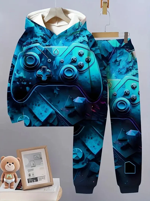 Unbranded Tracksuits Children's hooded graphic sweatshirt and jogger set product detail image 18