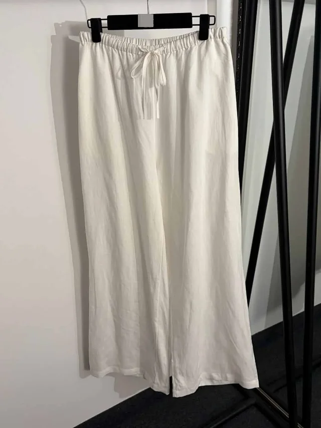 Unbranded Matching Sets Long-Sleeve Collared Shirt and Drawstring Wide-Leg Trousers Set with Beaded Front Panel product detail image 5