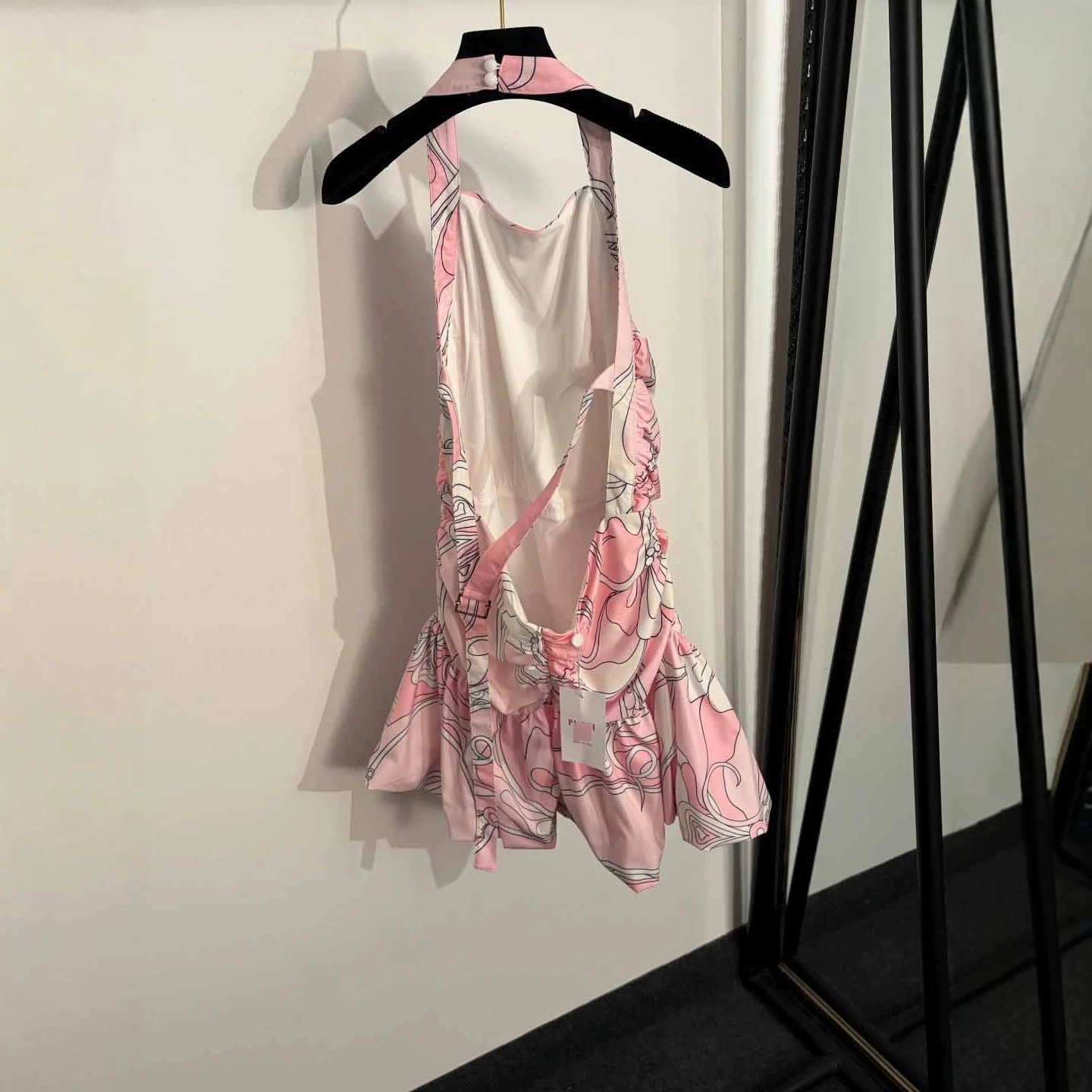 Unbranded Dresses Printed Halter Backless Ruffle-Hem Mini Dress image 4
