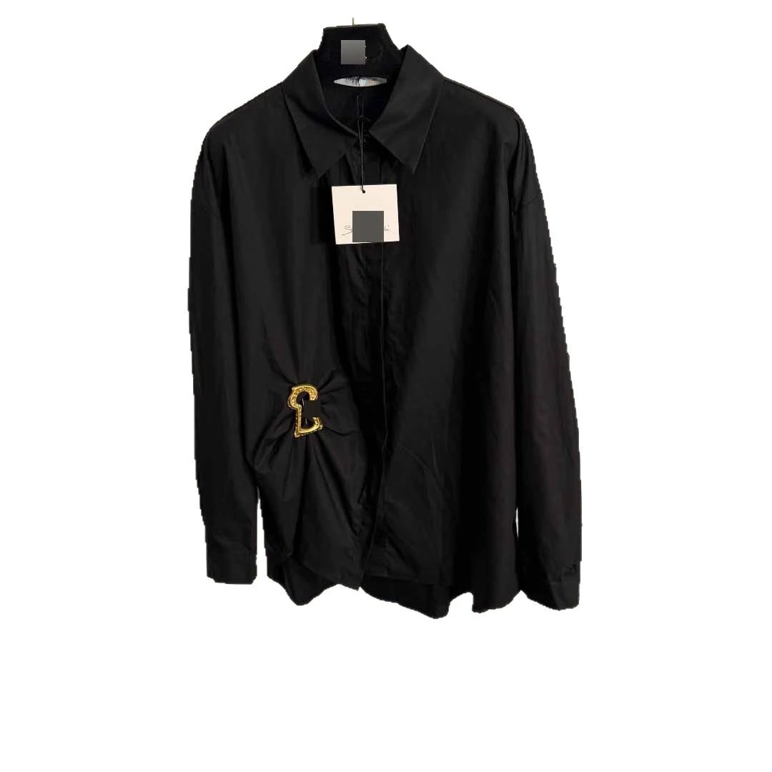 Unbranded Shirts Long-Sleeve Collared Shirt with Metal Keyhole Pin image 5