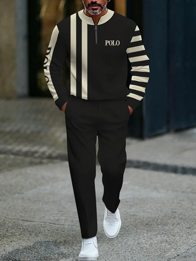 Unbranded Tracksuits Men's quarter-zip printed sweatshirt and trousers set product detail image 10
