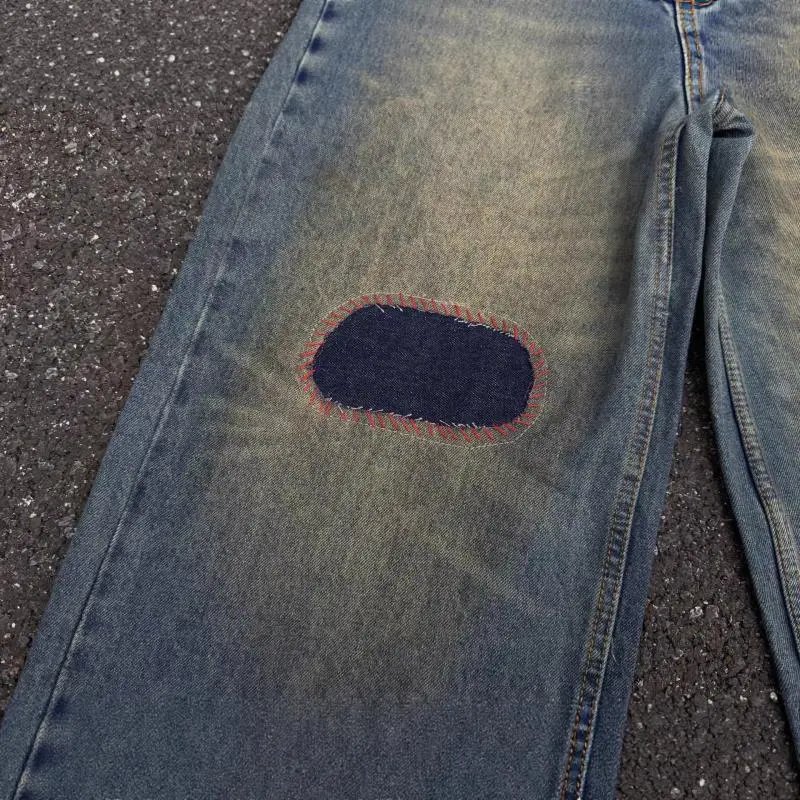 ERD Jeans 07 wide-leg distressed patch image 4