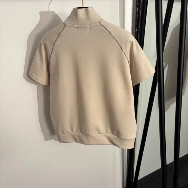Unbranded Tracksuits Short-sleeve zip-up stand-collar set with contrast trim product detail image 4