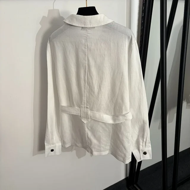 Unbranded Matching Sets Linen-look belted shirt and straight-leg trousers set product detail image 4