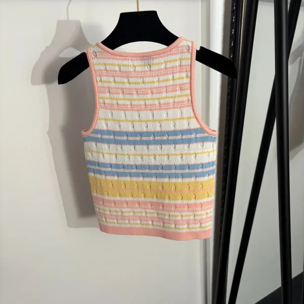 Chanel Striped Knit Vest Top Multicolor - 5