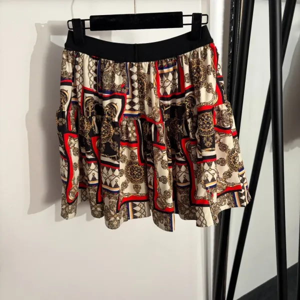 Versace Printed Tiered Skirt Navy Multicolor - 5