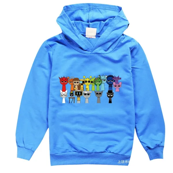 Design Character Group Print Red Hoodie - 3