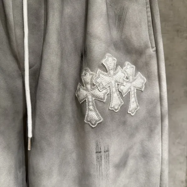Chrome Hearts Triple Cross Embroidered Acid Wash Sweatpants Gray - 8
