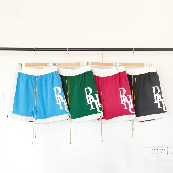 Rhude Logo Stripe Swim Shorts Blue White Mint - 12