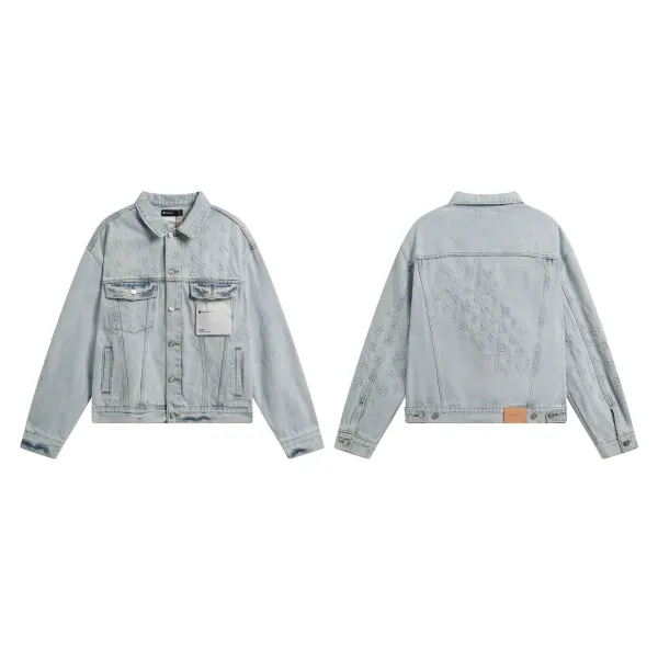 Amiri Distressed Patchwork Denim Jacket Light Wash - 15