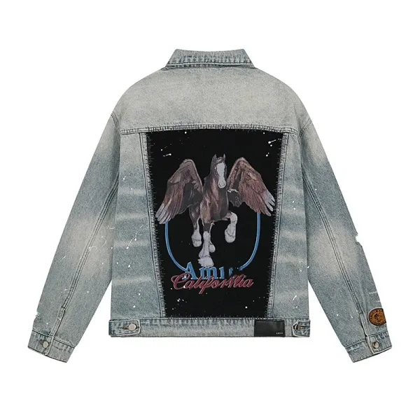 Amiri Distressed Patchwork Denim Jacket Light Wash - 19