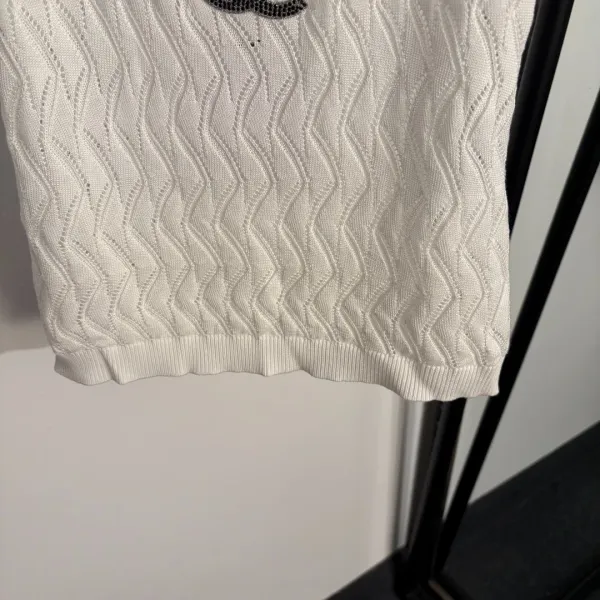 Chanel Knit Logo Vest Top White - 6