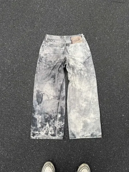 Acne Studios Distressed Washed Denim Jeans Gray - 14