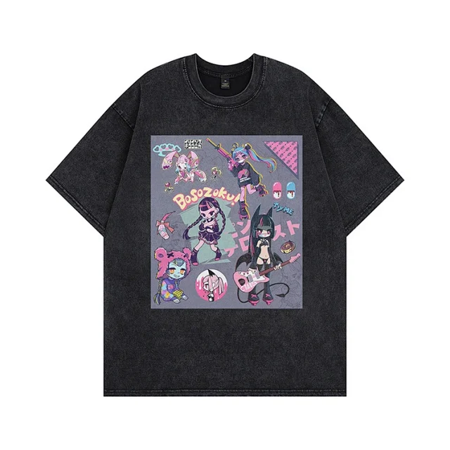 Unbranded T-Shirts Washed graphic short-sleeve crew-neck T-shirt product detail image 8