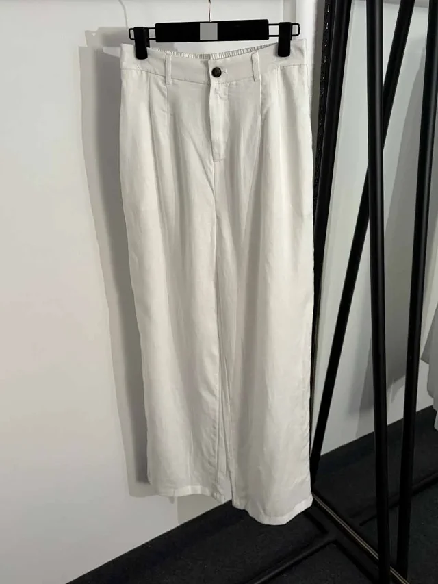 Unbranded Matching Sets Linen-look belted shirt and straight-leg trousers set product detail image 5