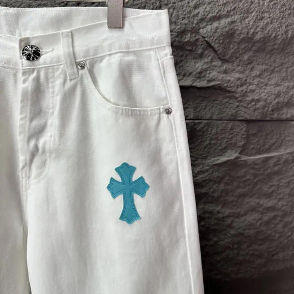 Chrome Hearts Cross-Embroidered White Straight-Leg Jeans - 8