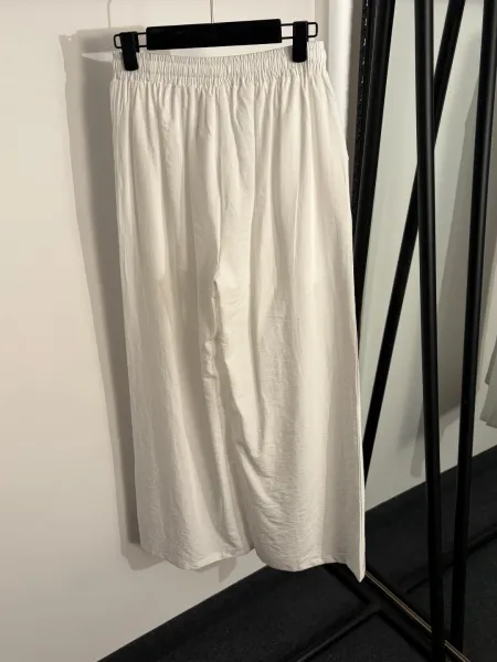 Design Short-Sleeve Zip-Up Shirt and Wide-Leg Pants Set Brown - 8
