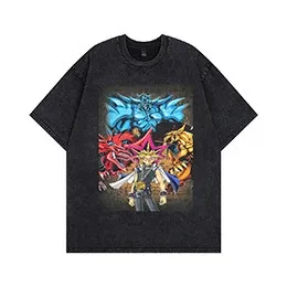 Design Graphic Print Acid Wash Black T-Shirt - 12