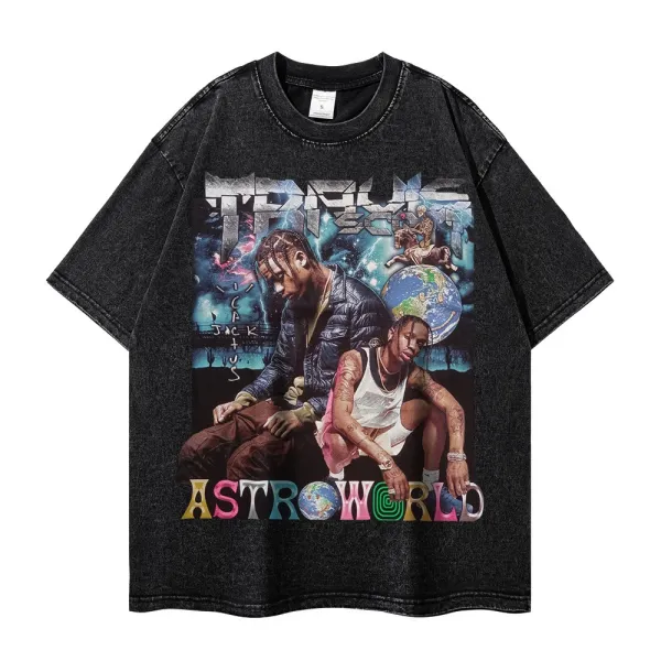 Cactus Jack Breezy Chris Brown Graphic Washed Black T-Shirt - 9