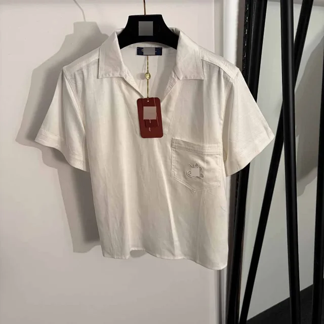 Unbranded Shirts Short-sleeve collared pullover shirt with embroidered chest pocket product detail image 2