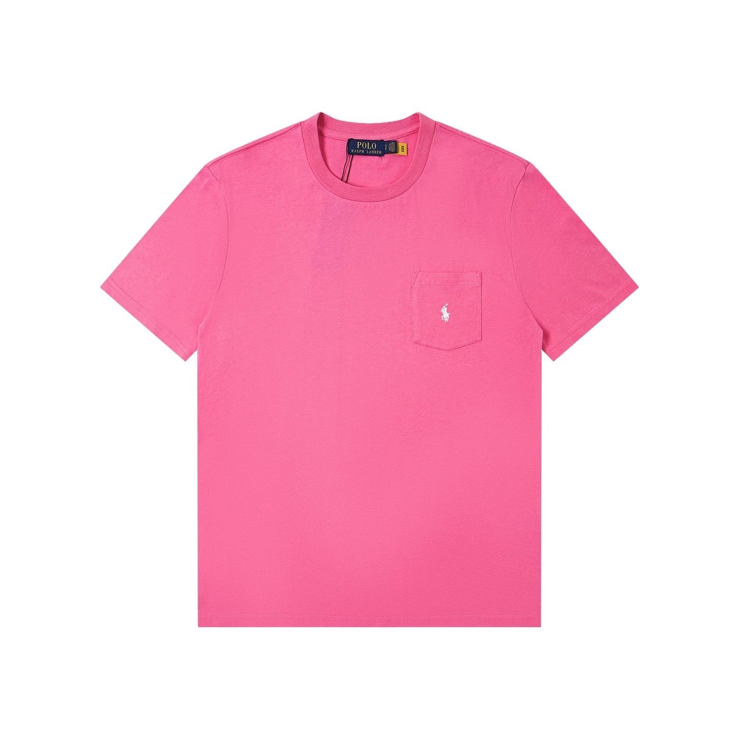 Polo Ralph Lauren T-Shirts Crew Neck Pocket T-Shirt with Pony Embroidery — Rose red