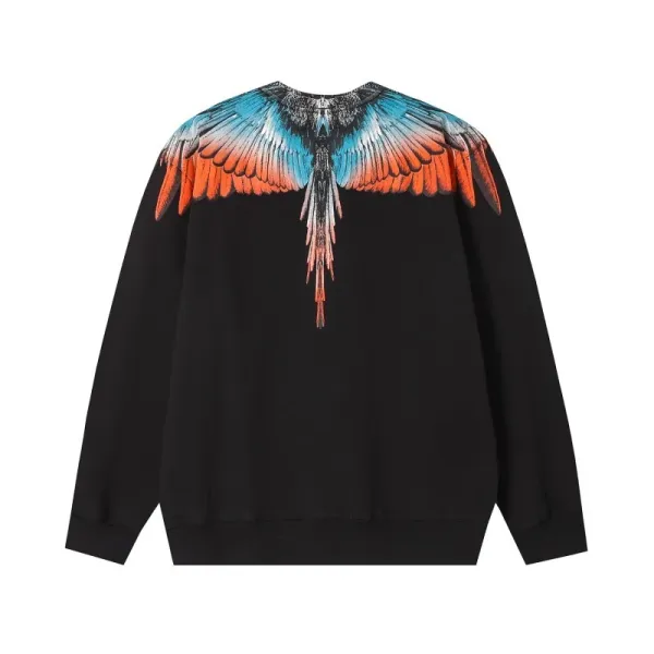 Design Feather Necklace Print Black Hoodie - 16