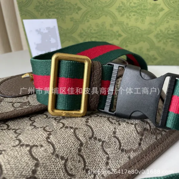 Gucci GG Marmont Belt Bag Beige Canvas with Web Strap Crossbody Bag - 4