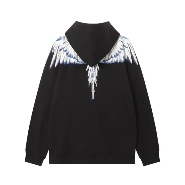 Design Feather Necklace Print Black Hoodie - 36