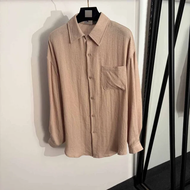 Unbranded Matching Sets Long-sleeve collared button-up shirt with chest pocket and drawstring wide-leg trousers product detail image 3
