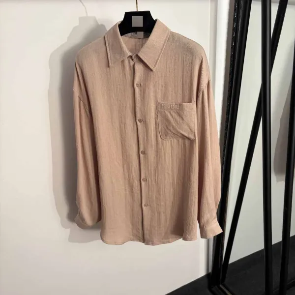 Design Relaxed Linen-Blend Shirt and Wide-Leg Pants Set Brown - 5