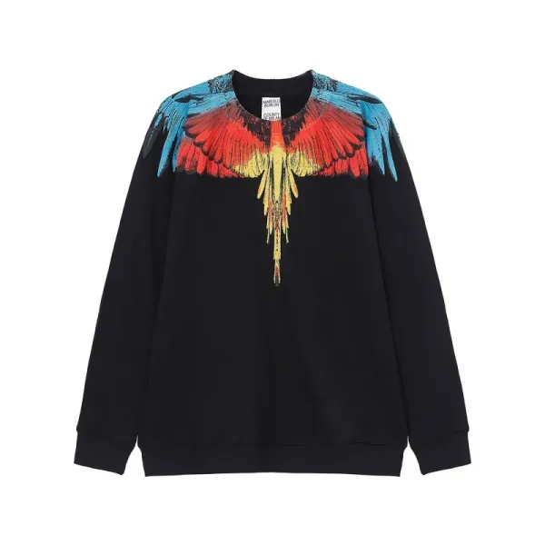 Design Feather Necklace Print Black Hoodie - 54