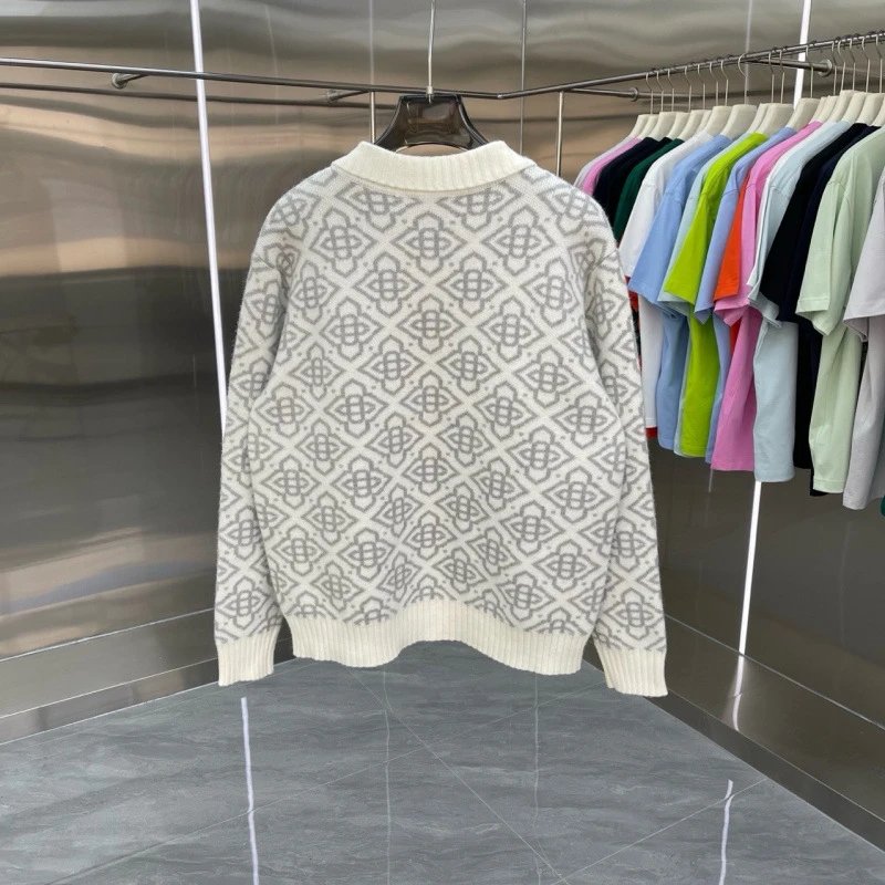 Unbranded Knitwear Zip-Up Collared Geometric Knit Cardigan image 4