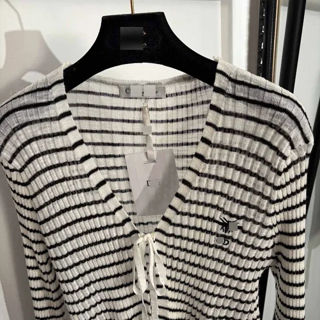 Unbranded Matching Sets Rib-knit cardigan and camisole set with bee embroidery product detail image 7